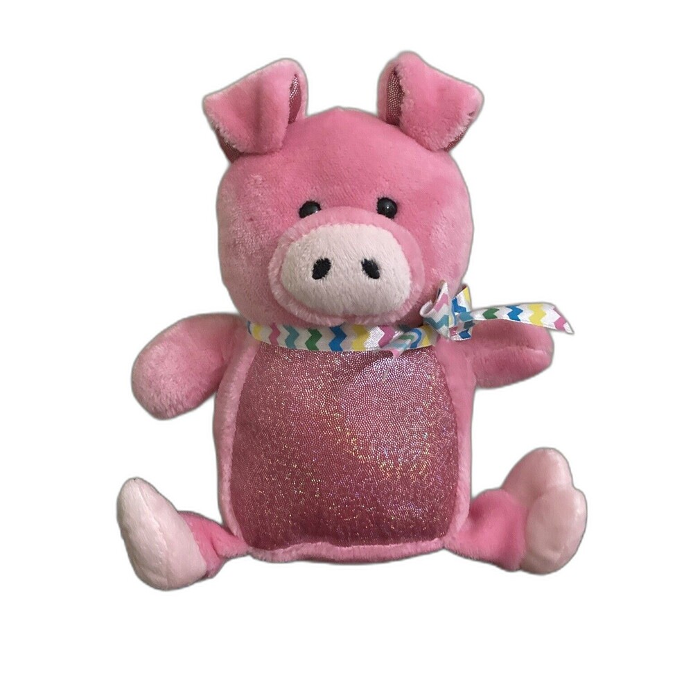 Animal Adventure Pink Pig Pink Plush Chevron Bow Glitter Sparkly Tummy 2018